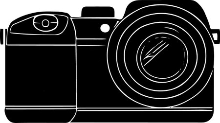Digital camera on white background.Vector illustration ready for vinyl cutting.のイラスト素材