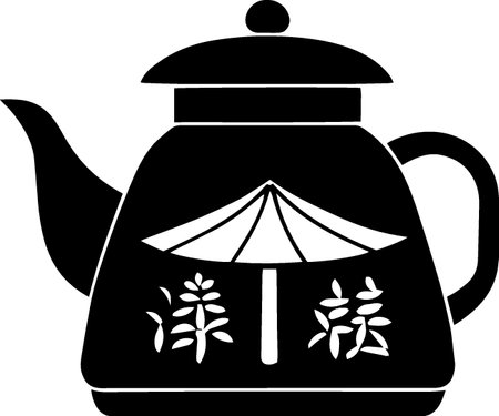 teapot with a tent on a white background, vector illustrationのイラスト素材