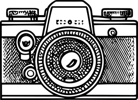 Retro Camera.Vector illustration ready for vinyl cutting.Black and white.のイラスト素材