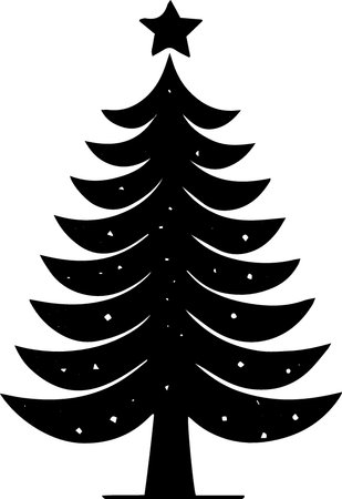 Black silhouette of a Christmas tree on a white background. Vector illustrationのイラスト素材