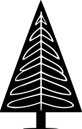 Black and white silhouette of a christmas tree on a white backgroundのイラスト素材