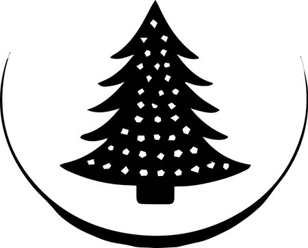 Black silhouette of christmas tree on white background. Vector illustration.のイラスト素材