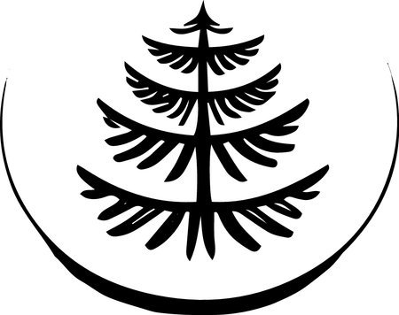 Silhouette of a fir-tree on a white background.のイラスト素材