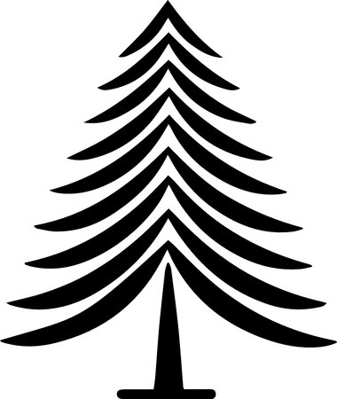 Pine Tree Silhouette Isolated on White Background, Vector Illustrationのイラスト素材