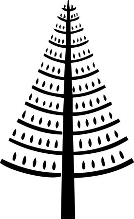 Pine Tree Silhouette - Black and White Vector Illustrationのイラスト素材