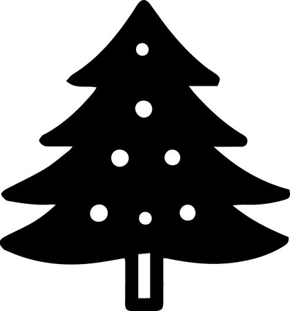Black silhouette of a Christmas tree on a white background. Vector illustrationのイラスト素材