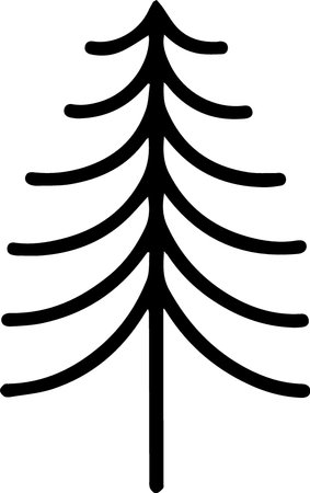 Black Christmas tree icon isolated on white background. Merry Christmas and Happy New Year. Vector Illustrationのイラスト素材