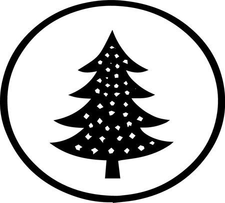 Christmas tree vector icon. Black icon isolated on white background. Flat design.のイラスト素材