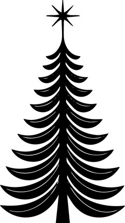 Christmas Tree Silhouette Isolated on White Background. Vector Illustrationのイラスト素材