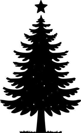 Silhouette of a Christmas tree on a white background. Vector illustrationのイラスト素材