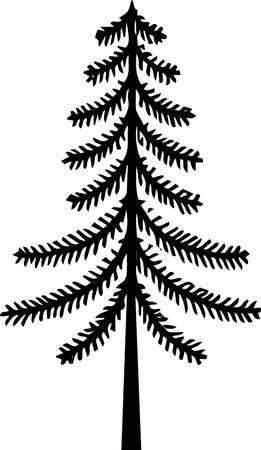 Fir tree silhouette isolated on white background. Vector Illustration.のイラスト素材