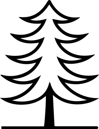 Silhouette of a coniferous tree on a white backgroundのイラスト素材