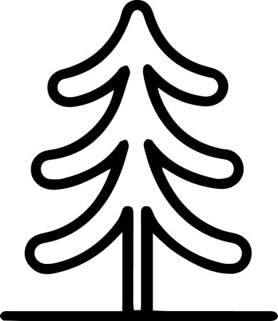 Black line Tree icon isolated on white background. Forest symbol. Vector Illustrationのイラスト素材