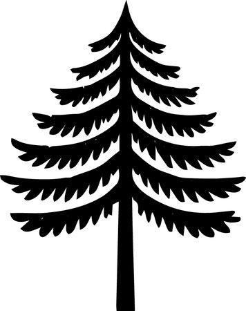 Silhouette of a fir-tree on a white background.のイラスト素材