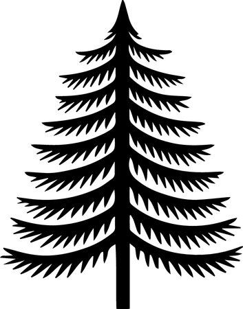 Silhouette of a fir-tree on a white background.のイラスト素材