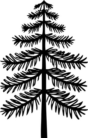 Silhouette of a pine tree. Vector illustration ready for vinyl cutting.のイラスト素材