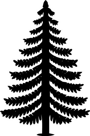 Silhouette of a fir-tree on a white background.のイラスト素材