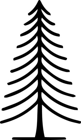 Silhouette of a coniferous tree. Vector illustration.のイラスト素材