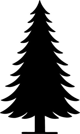 Silhouette of a coniferous tree on a white backgroundのイラスト素材