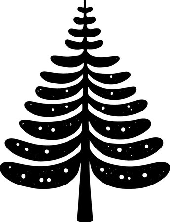 Black silhouette of a fir tree on a white background. Vector illustrationのイラスト素材
