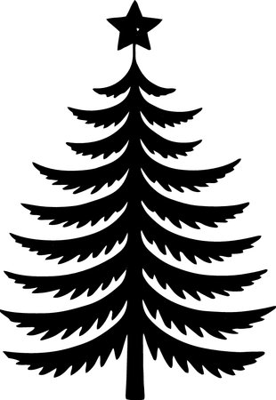 Pine Tree Silhouette. Vector Illustration Isolated On White Backgroundのイラスト素材