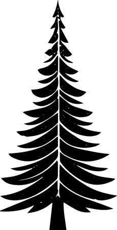 Pine Tree Silhouette Illustration Isolated on White Backgroundのイラスト素材