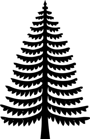 Silhouette of a coniferous tree on a white backgroundのイラスト素材