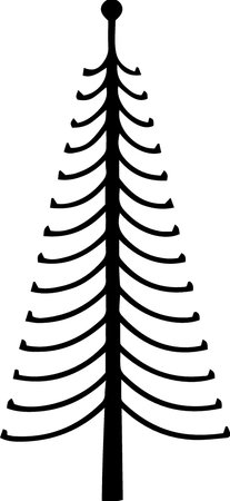 Silhouette of a coniferous tree on a white backgroundのイラスト素材