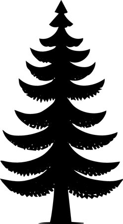Silhouette of a coniferous tree. Vector illustration.のイラスト素材
