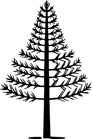 Pine Tree.Vector Illustration ready for vinyl cutting and tattooing.のイラスト素材