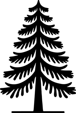 Silhouette of a coniferous tree. Vector illustration.のイラスト素材