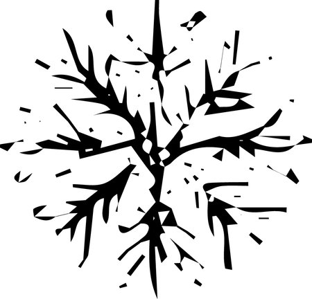 Black and white snowflakes on a white background. Vector illustrationのイラスト素材