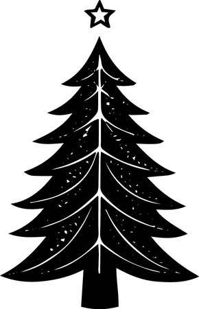 Christmas Tree.Vector Illustration ready for vinyl cutting.Isolated on white background.のイラスト素材