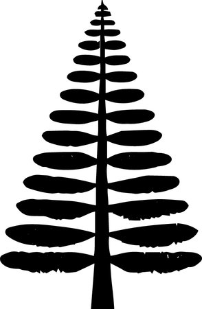 Silhouette of a coniferous tree on a white backgroundのイラスト素材