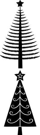 Christmas tree silhouettes isolated on a white background. Vector illustration.のイラスト素材