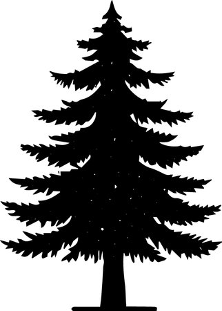 Silhouette of a coniferous tree. Vector illustration.のイラスト素材