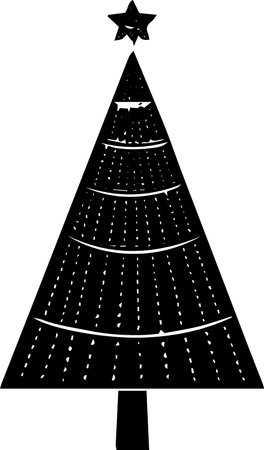 Black and white christmas tree isolated on white background. Vector illustrationのイラスト素材