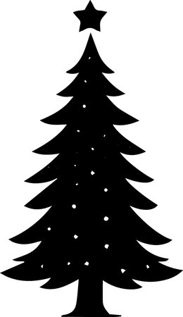 Black silhouette of a Christmas tree on a white background. Vector illustrationのイラスト素材