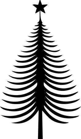 Silhouette of a Christmas tree on a white background. Vector illustrationのイラスト素材