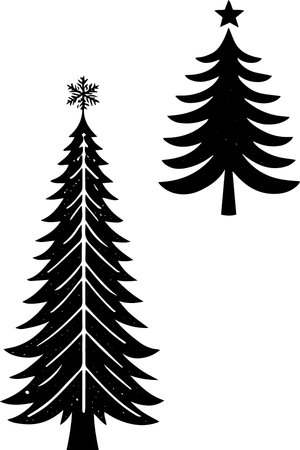 Christmas trees silhouettes. Vector illustration ready for vinyl cutting and t-shirts.のイラスト素材