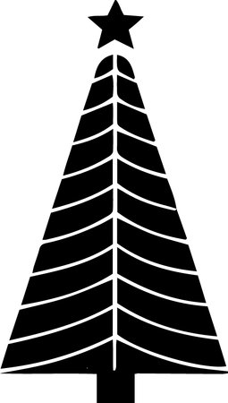 Black silhouette of a Christmas tree on a white background. Vector illustrationのイラスト素材