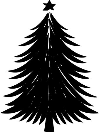 Silhouette of a Christmas tree on a white background. Vector illustrationのイラスト素材