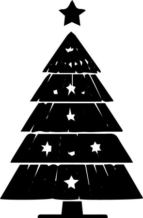 Christmas tree with stars isolated on a white background. Vector illustration.のイラスト素材