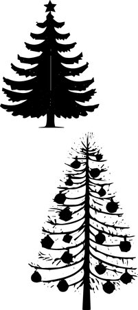Pine tree silhouettes. Vector illustration ready for vinyl cutting.のイラスト素材