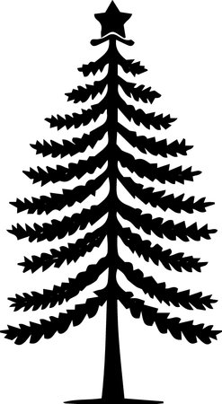 Silhouette of a Christmas tree on a white background. Vector illustrationのイラスト素材