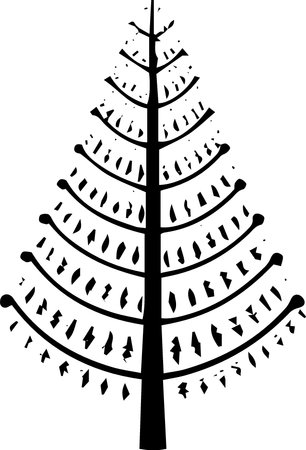 Pine Tree Silhouette Isolated on White Background, Vector Illustrationのイラスト素材