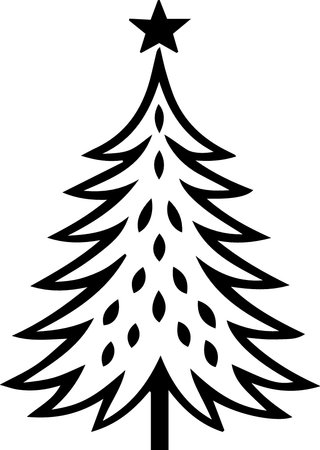 Black silhouette of a Christmas tree on a white background. Vector illustrationのイラスト素材