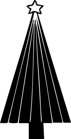 Black and white illustration of a christmas tree with a star.のイラスト素材