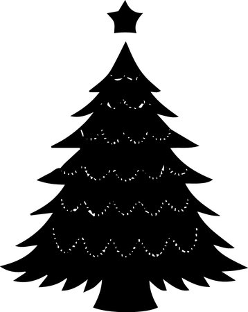 Christmas tree silhouette isolated on white background. Vector illustration. Eps 10.のイラスト素材