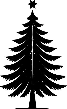 Silhouette of a Christmas tree. Vector illustration ready for vinyl cutting.のイラスト素材